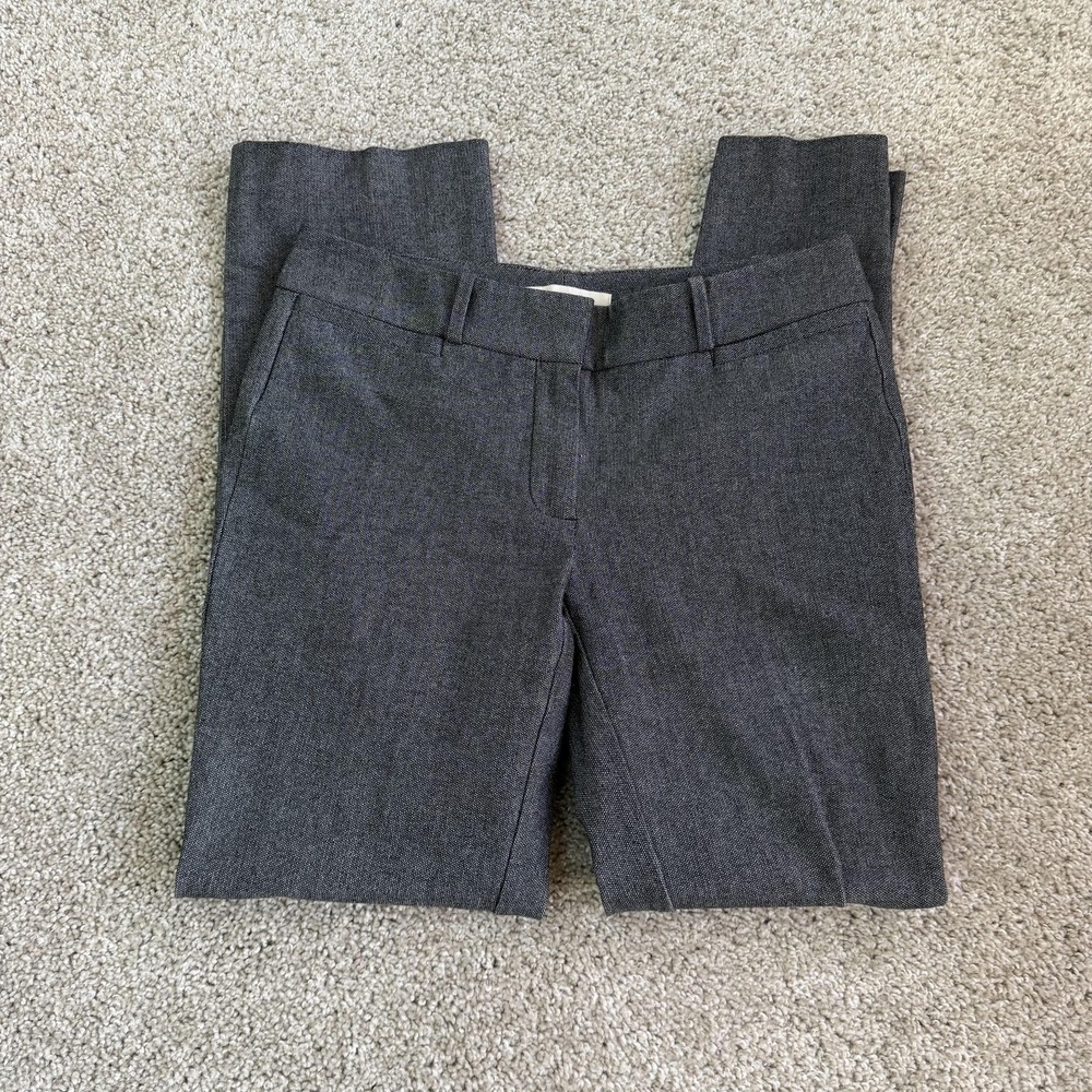 LOFT Dress Pants Womens 2 Gray Herringbone Twill Kate Stretch Pockets Office